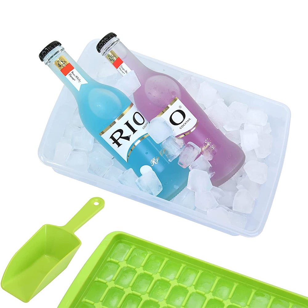 Easy Release 55 Nugget Ice Cube Tray With Lid And Storage Bin Scoop For Freezer Durable Plastic Mold