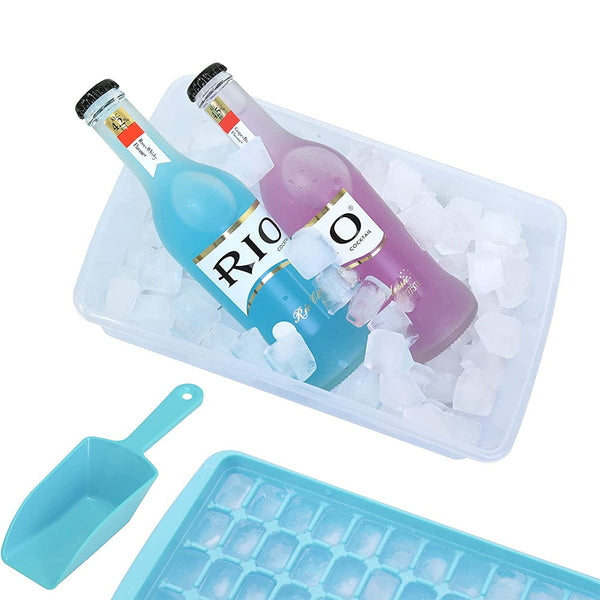Easy Release 55 Nugget Ice Cube Tray With Lid And Storage Bin Scoop For Freezer Durable Plastic Mold