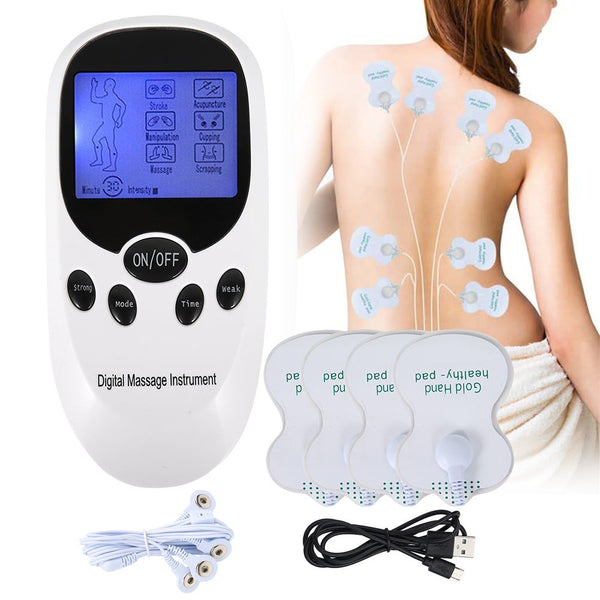 Electrical Massager Tens Machine Unit Back Pain Therapy Pulse Muscle Stimulator