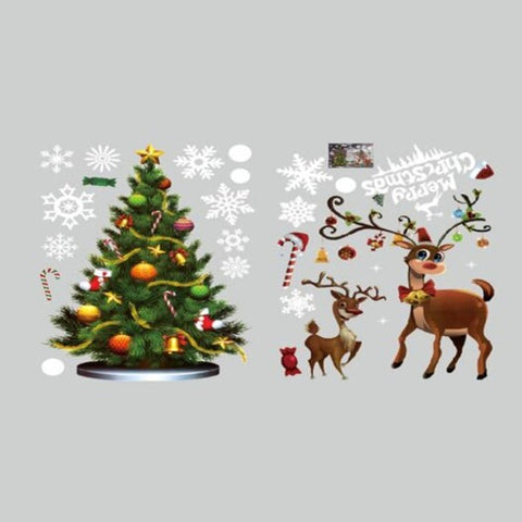 Elk Christmas Tree Static Window Background Decoration Removable Sticker Multi A 35X50x2cm
