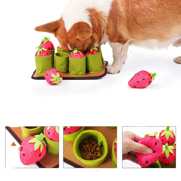 Strawberries Pull Out Snuffle Mat Dog Slow Feeding Treat Toy