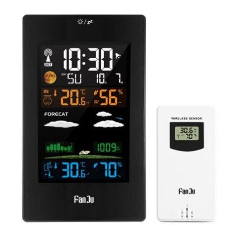 Fj3389 Color Weather Station Digital Thermometer Hygrometer Wireless Sensor Alarm Calendar