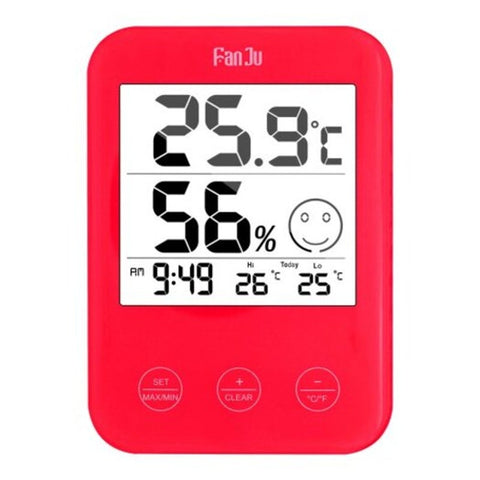 Fj718 Weather Station Digital Thermometer Hygrometer Clock With Temperature Humidity Red