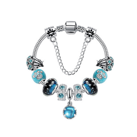 Fashion Creative Blue Star Bracelet Big Hole Starry Glass Beaded Crystal Pendant Jewelry