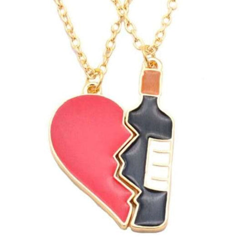 Fashion Creative Wine Bottle Love Necklace Set Valentine Red