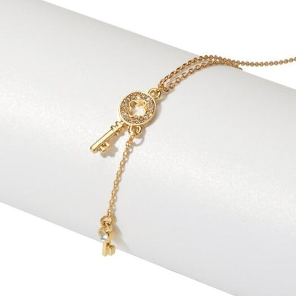 Fashion Gold Flash Diamond Key Pendant Necklace 1Pc