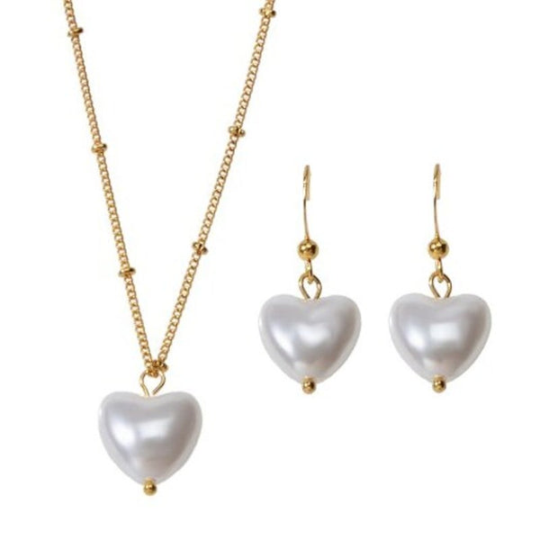 Fashion Gold Heart Shaped Pendant Necklace Earring Set