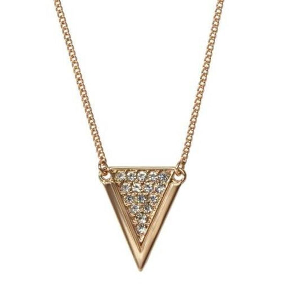 Fashion Gold Inverted Triangle Full Diamond Pendant Necklace