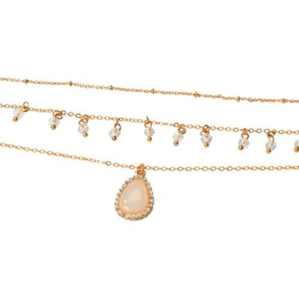 Fashion Gold Three Layer Water Drop Flash Diamond Pendant Necklace 1Pc