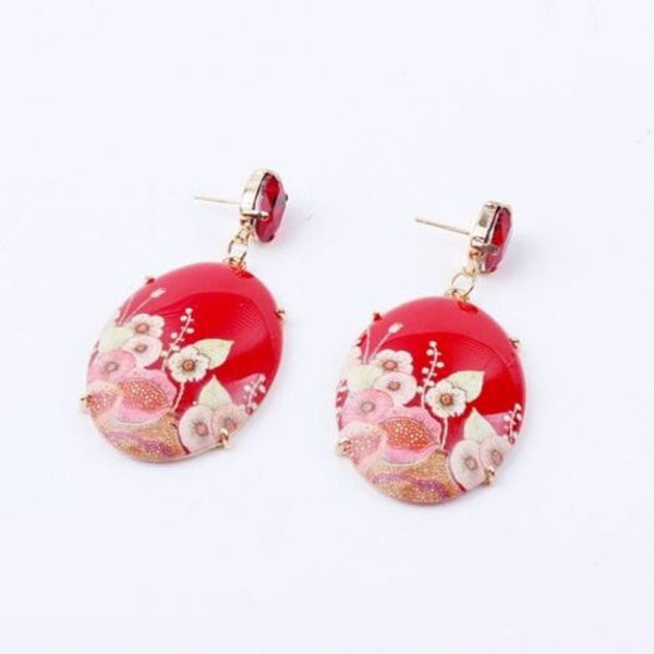 Fashion Jewelry Fashionable Resin Print Earrings Red