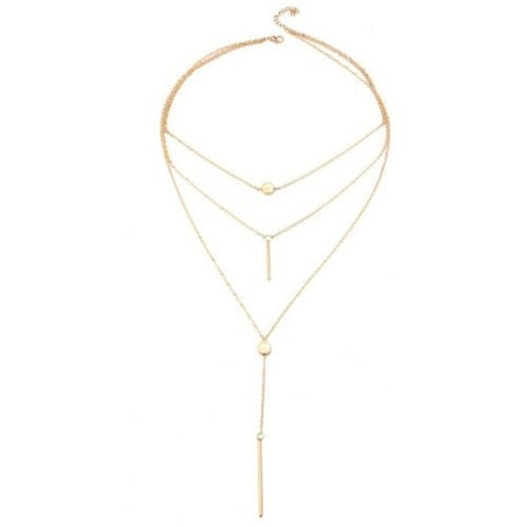 Fashion Jewelry Multi Layer Small Dots Pendant Chain Necklace Gold