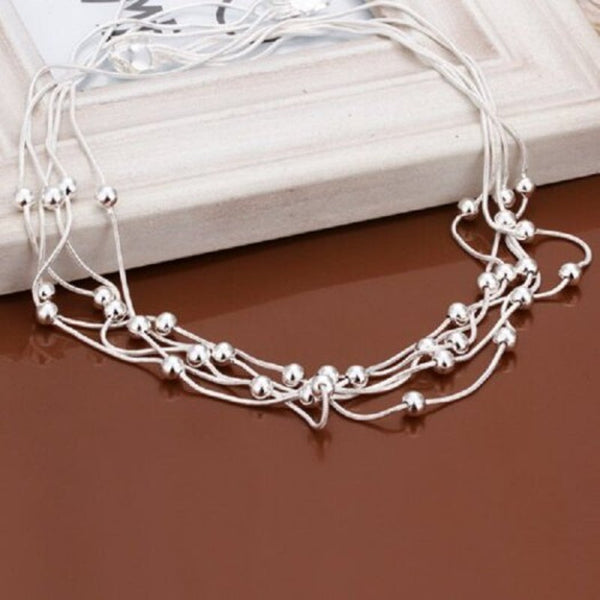 Fashion Jewelry Simple Ball Pendant Snake Necklace Silver