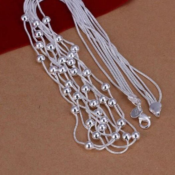 Fashion Jewelry Simple Ball Pendant Snake Necklace Silver
