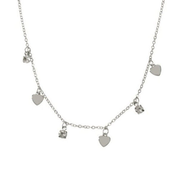 Fashion Silver Gem Love Pendant Necklace