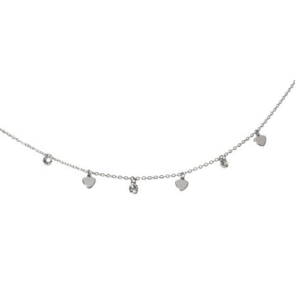 Fashion Silver Gem Love Pendant Necklace