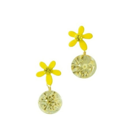 Fashion Summer Sweet Golden Flower Pendant Earrings 1Pair