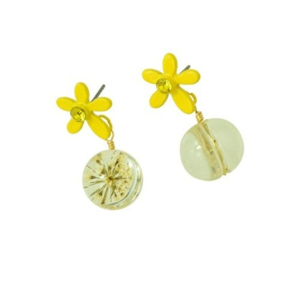 Fashion Summer Sweet Golden Flower Pendant Earrings 1Pair