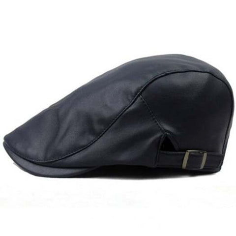 Fashionable Men's Leather Beret Midnight Blue