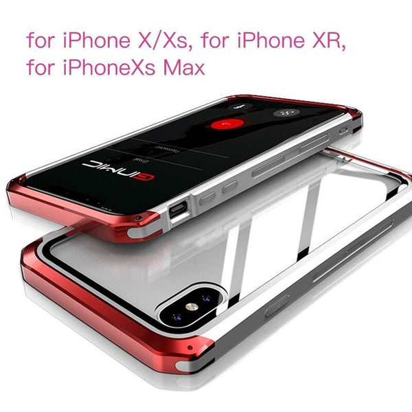Fashionable Practical Phone Cover Metal Protective Frame Breakingproof Mobile Shell With Transparent Clear Toughened Glass For Iphonexs Max Black U0026 Purple