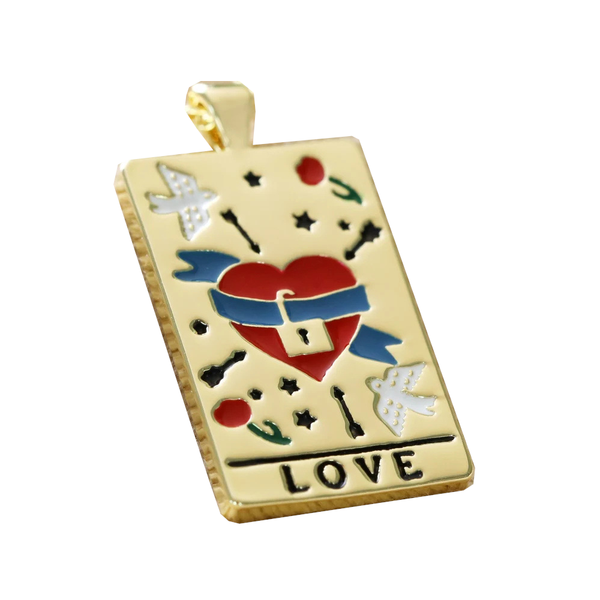 Fashion Jewelry Colorful Oil Necklace Tarot Square Pendant