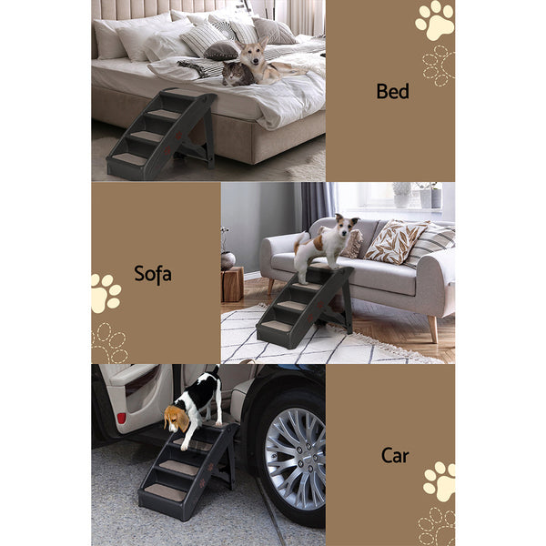 I.Pet Dog Ramp For Bed Sofa Car Steps Stairs Ladder Indoor Foldable Portable