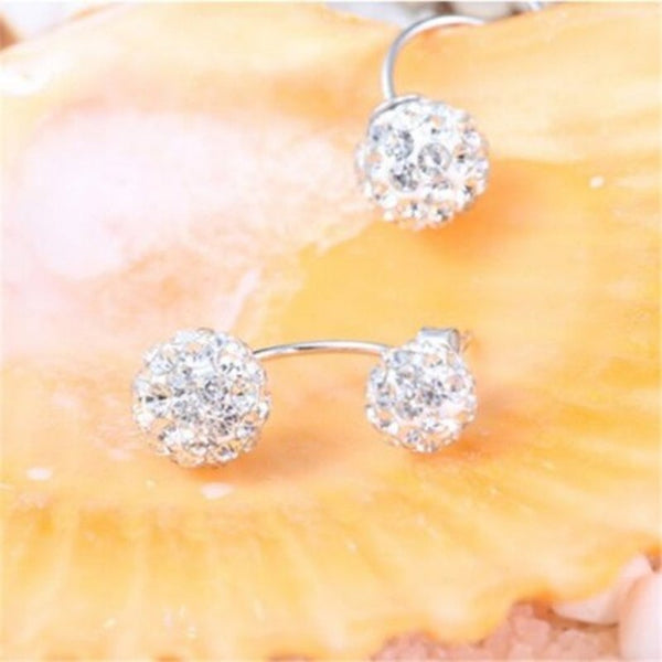 Female Fashion Minimalist Princess Diamond Earrings Silver