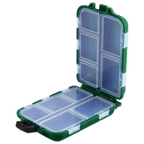 Fishing Lure Storage Box Tackle Mini Portable Waterproof 10 Compartments Tool Medium Sea Green