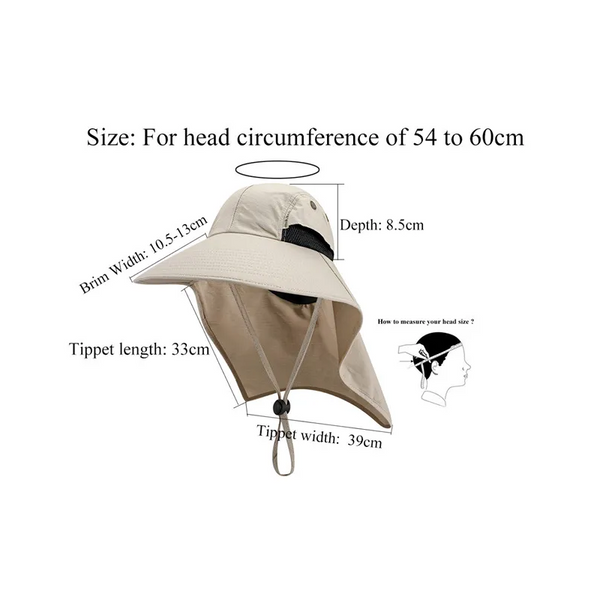 Summer Sun Hat Unisex Cotton Boonie Neck Flap Outdoor Uv Protection Large Wide Brim Hiking Fishing Safari Bucket