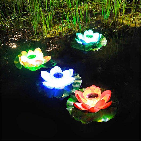 Floating Solar Lotus Flower Light Pond Pool Lamp Garden Landscape