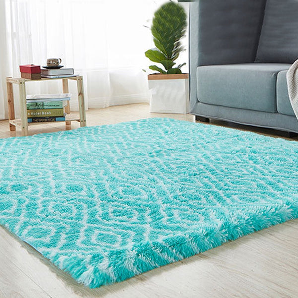Floor Area Rug Bedroom Carpet Plush Abstract Modern Soft Living Room Shaggy Non-Slip Mat