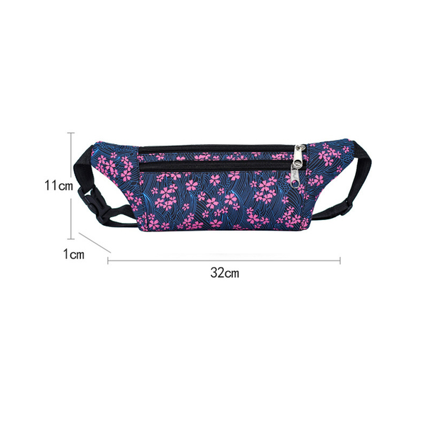 Flower Print Waist Bags Women Sports Running Fanny Pack With Double Zippers