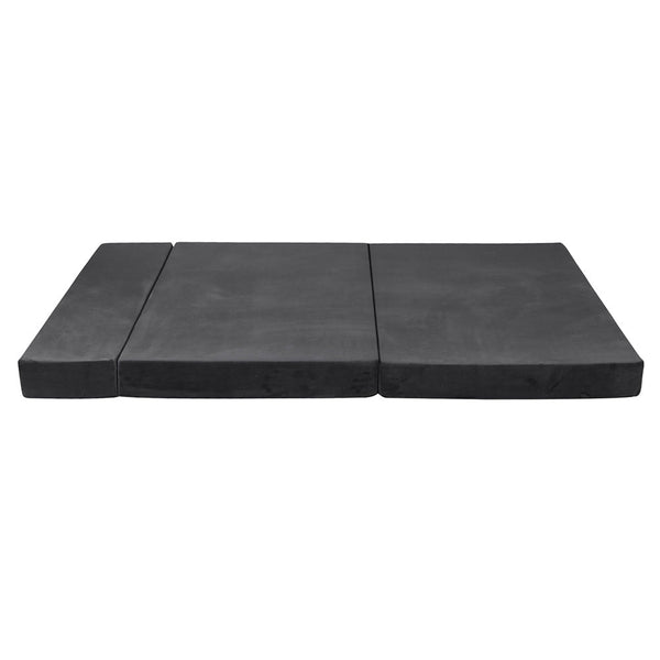 Giselle Bedding Double Size Folding Foam Mattress Portable Velvet Dark Grey