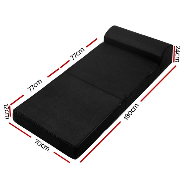 Giselle Bedding Folding Foam Mattress Portable Single Sofa Air Mesh Fabric Black
