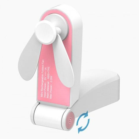 Foldable Handheld Small Fan Folding Storage Portable Rechargeable Carry On Mini Usb Pink