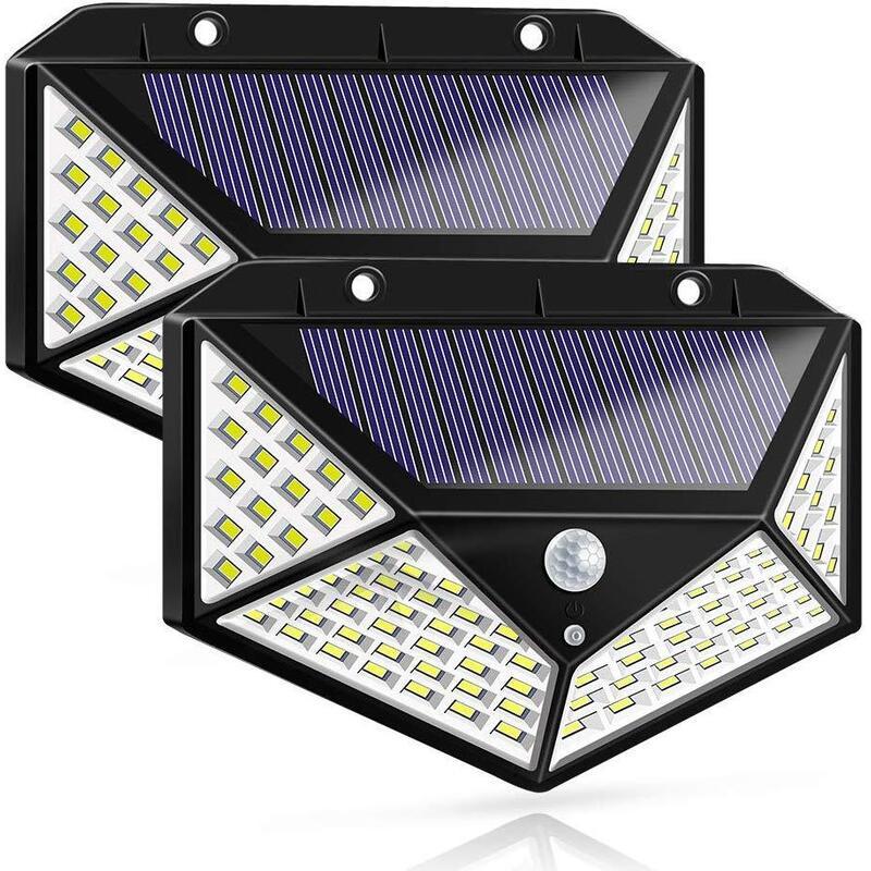 Outdoor Lighting Four Sided 100 Led Solar Power Wall Lights