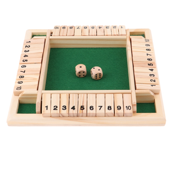 Four Player Shut The Box Family Wooden Dice Board Game