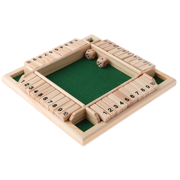 Four Player Shut The Box Family Wooden Dice Board Game