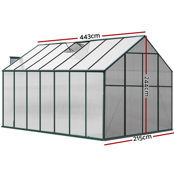 Greenfingers Aluminium Greenhouse House Garden Polycarbonate 4.43X2.44M