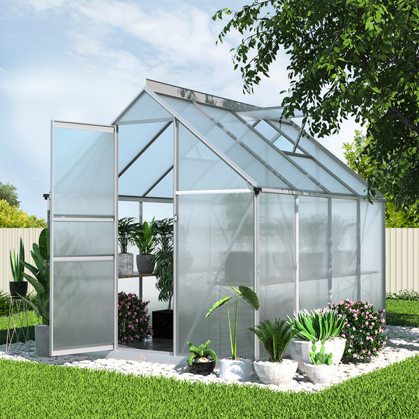 Greenfingers Greenhouse Aluminium House Polycarbonate Garden Shed 2.4X1.9M