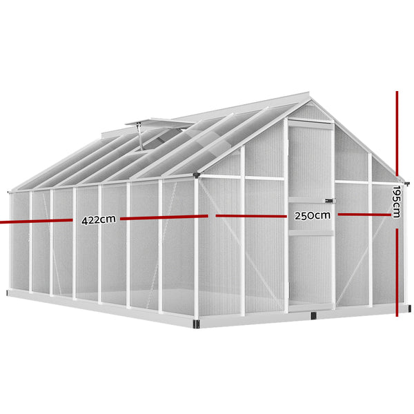 Greenfingers Greenhouse Aluminium House Polycarbonate Garden Shed 4.2X2.5M