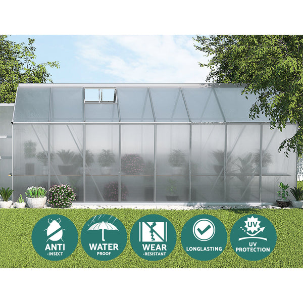 Greenfingers Aluminium Greenhouse Polycarbonate House Garden Shed 4.7X2.5M