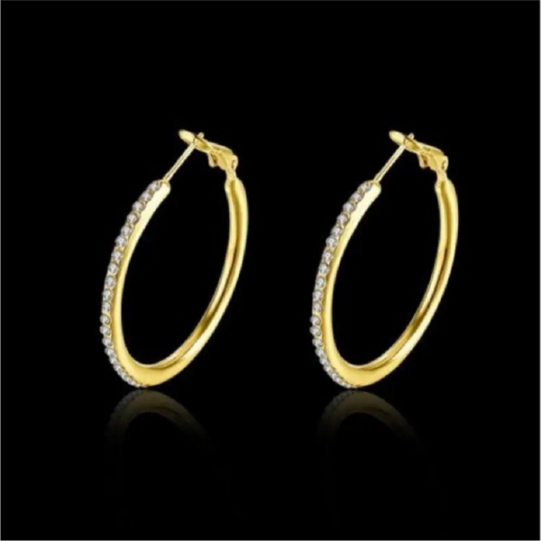 Gold Round Czech Diamond Earrings