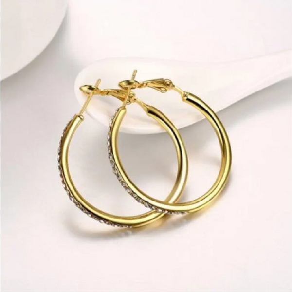 Gold Round Czech Diamond Earrings