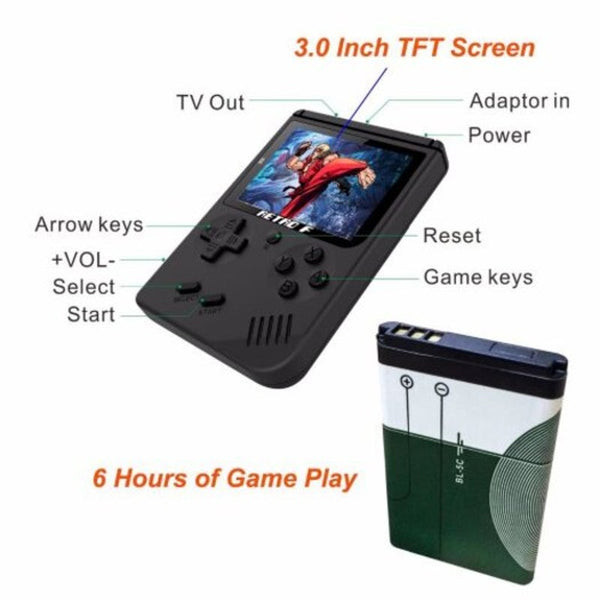 Mini Portable Retro Handheld Game Console Players 3 Inchbuilt 168 Games Black