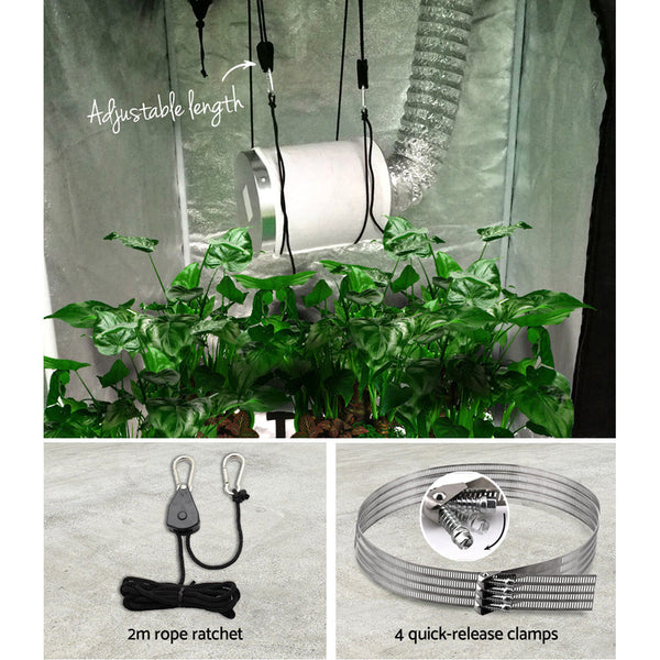 Greenfingers Hydroponics Grow Tent Ventilation Kit Fan Carbon Filter Duct Ducting 4 Inch