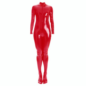 Sexy Shiny Full Body Patent Leather Open Crotch Catsuits Bodysuits