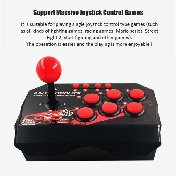 4-In-1 Retro Arcade Station Usb Wired Games Console For Ps3 Switch Pc Android Tv