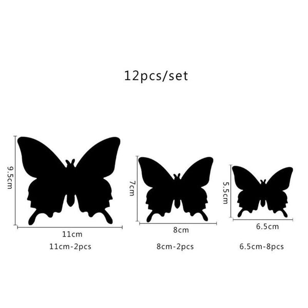 12Pcs 3D Mirror Butterfly Wall Stickers Removable Decal Art Home Decor