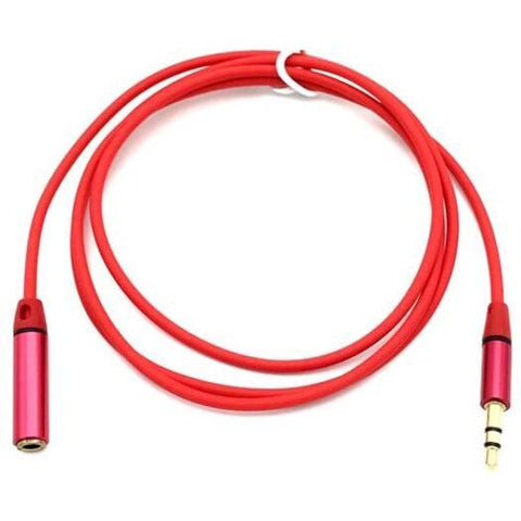 Headphone Earphone 3.5Mm Metal Male To Female Audio Cable Red