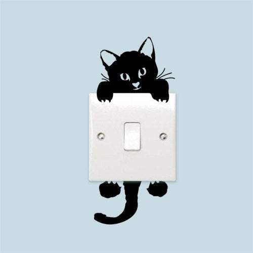 Kid's Wall Stickers Cute Kitten Switch Pvc Removable